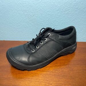 KEEN Finlay Black Leather Shoes Sz 12 For Hiking Work Walking or Travel NICE!
